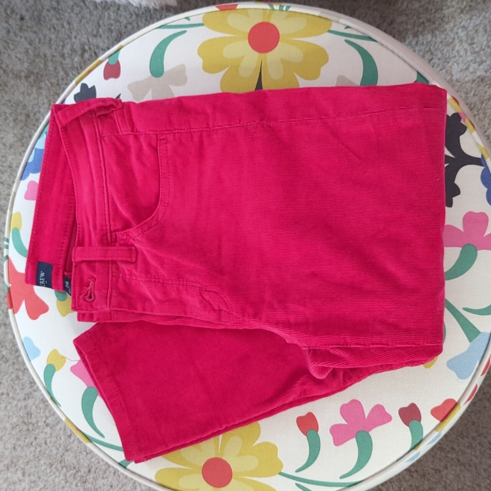 JCrew Mid-Rise Skinny Corduroy Pant, Worn Once, Size 26, Bright Pink Color